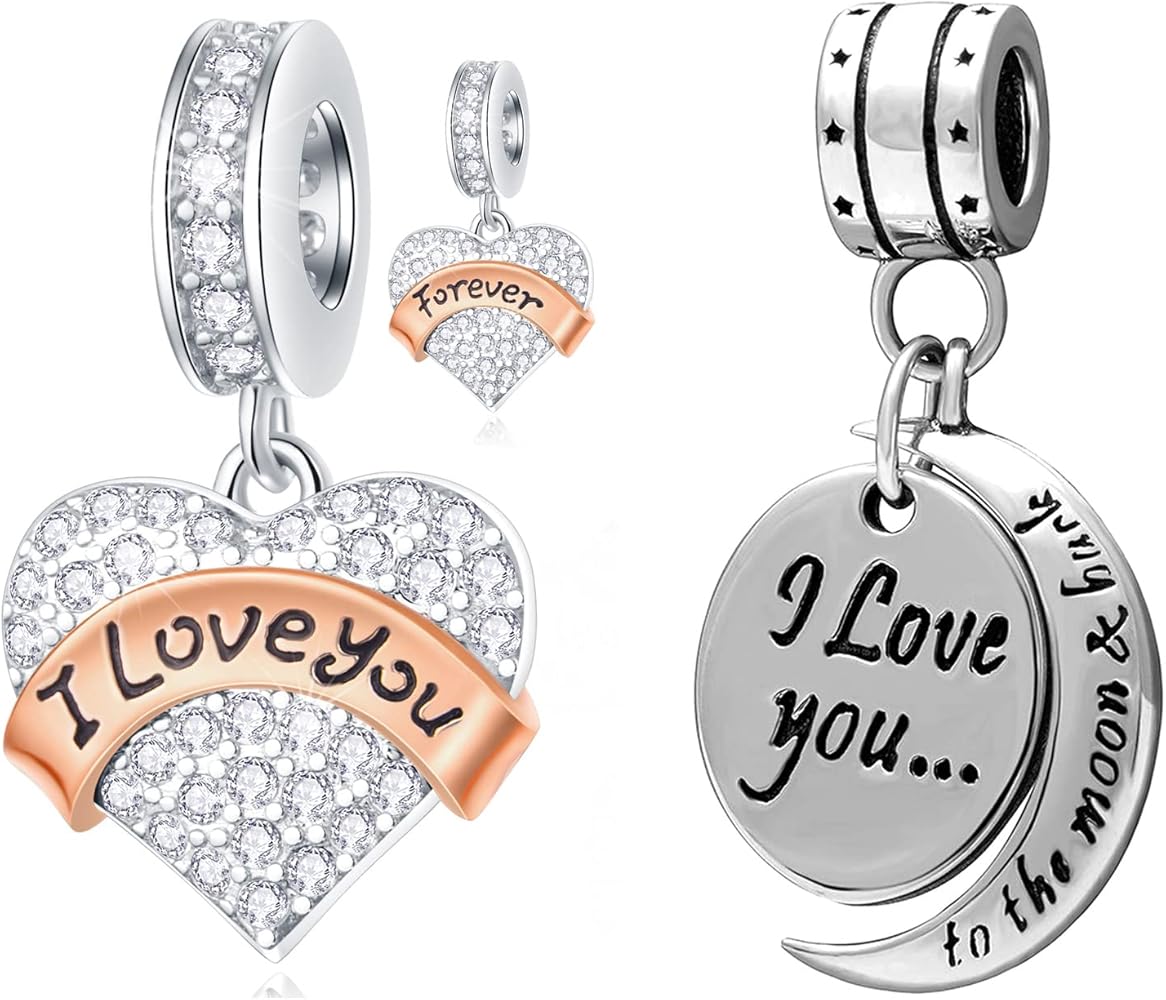 Amazon.com: I Love You Charms Set fits Pandora Charm
